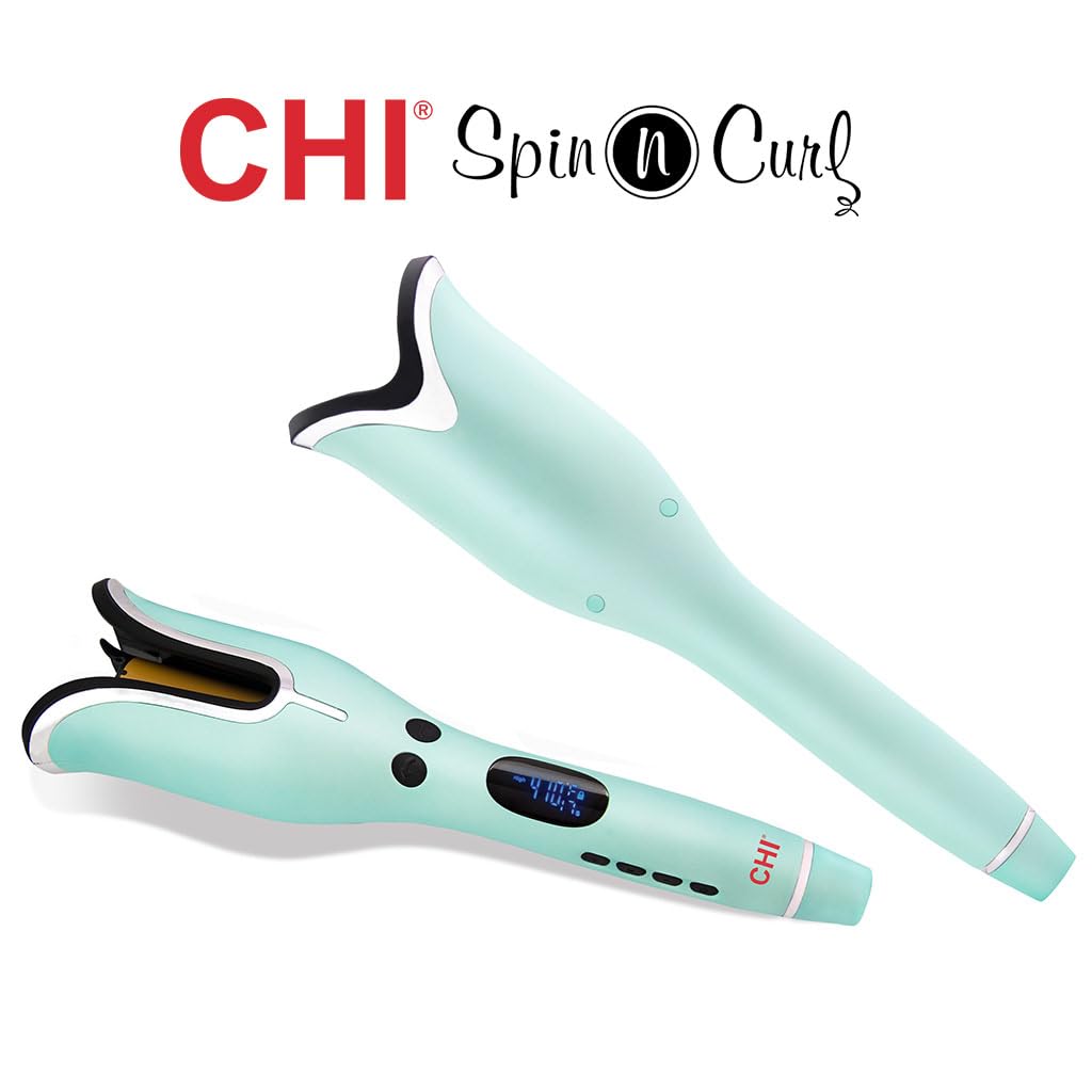 CHI Spin N Curl, Curling Iron For Healthy & Shiny Effortless Curls & Waves, Provides Preset