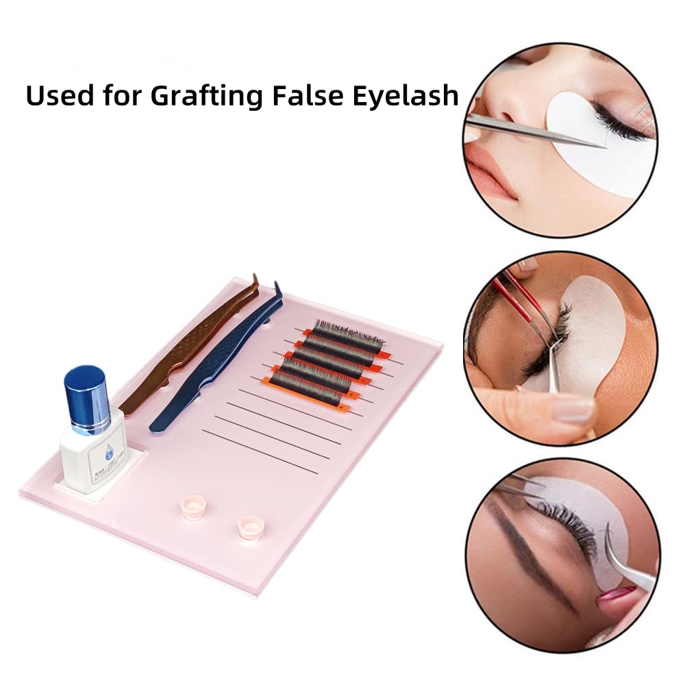 Grafting False Eyelash Acrylic Extension Pallet, Eyelash Extension Glue Tweezers Plate Pad Makeup