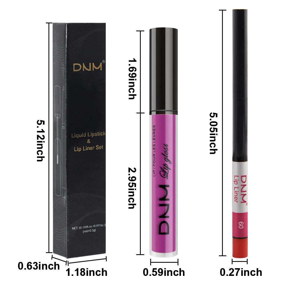 evpct 2Pcs Hot Pink Matte Lip Liner and Lipstick Combo Set for Women, Hot Pink Lip Combo Set Liquid