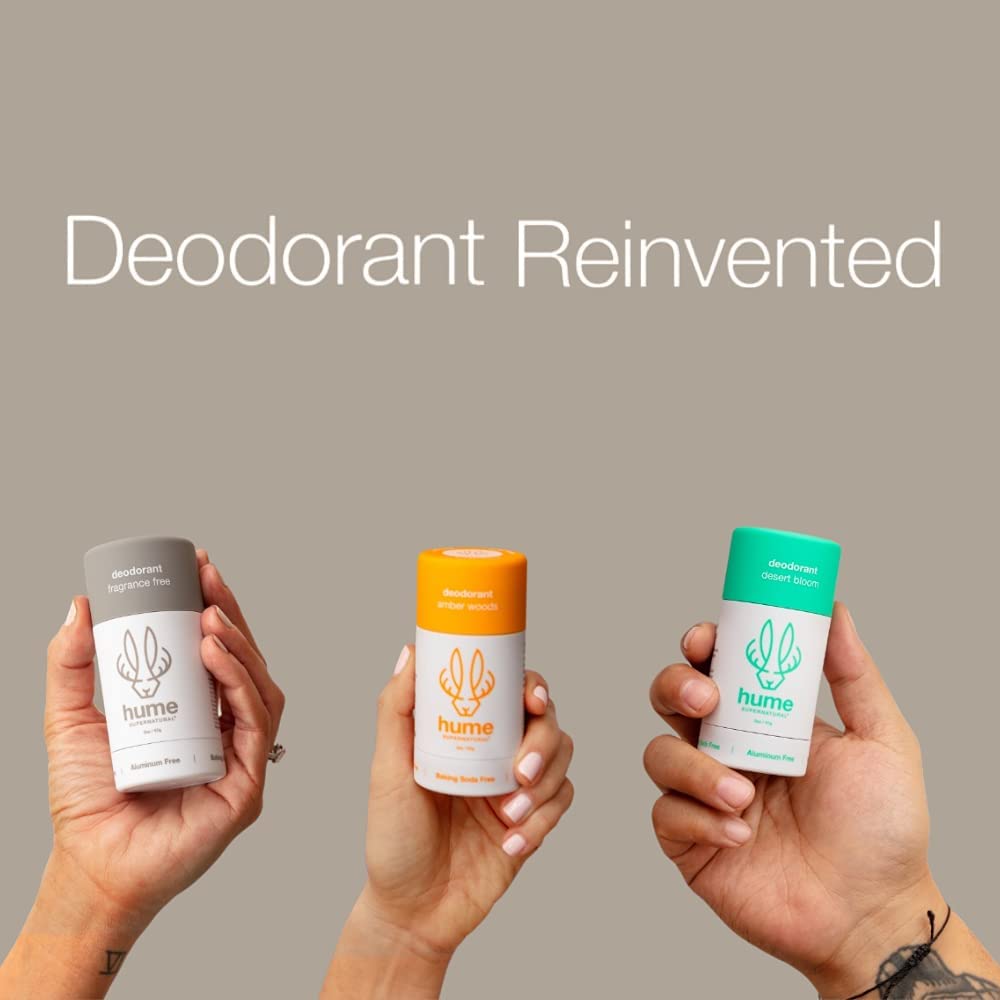 Hume Supernatural Aluminum Free Deodorant for Women & Men - Safe for Sensitive Skin - Probiotic