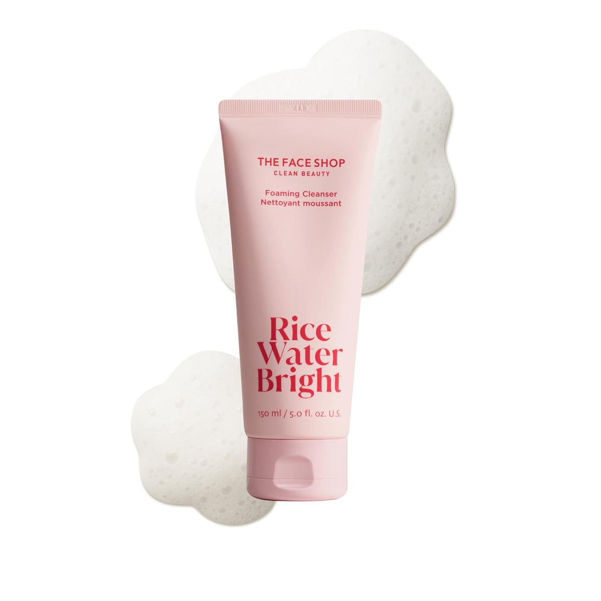 The Face Shop Rice Water Bright Foaming Facial Cleanser with Ceramide, Gentle Face Wash for