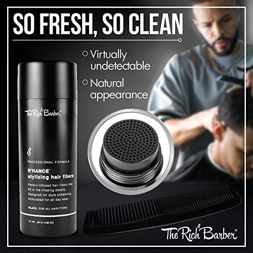 The Rich Barber N’Hance Hair Building Fibers, 3 Month Supply - Barber Hair Thickening Fibers, 25