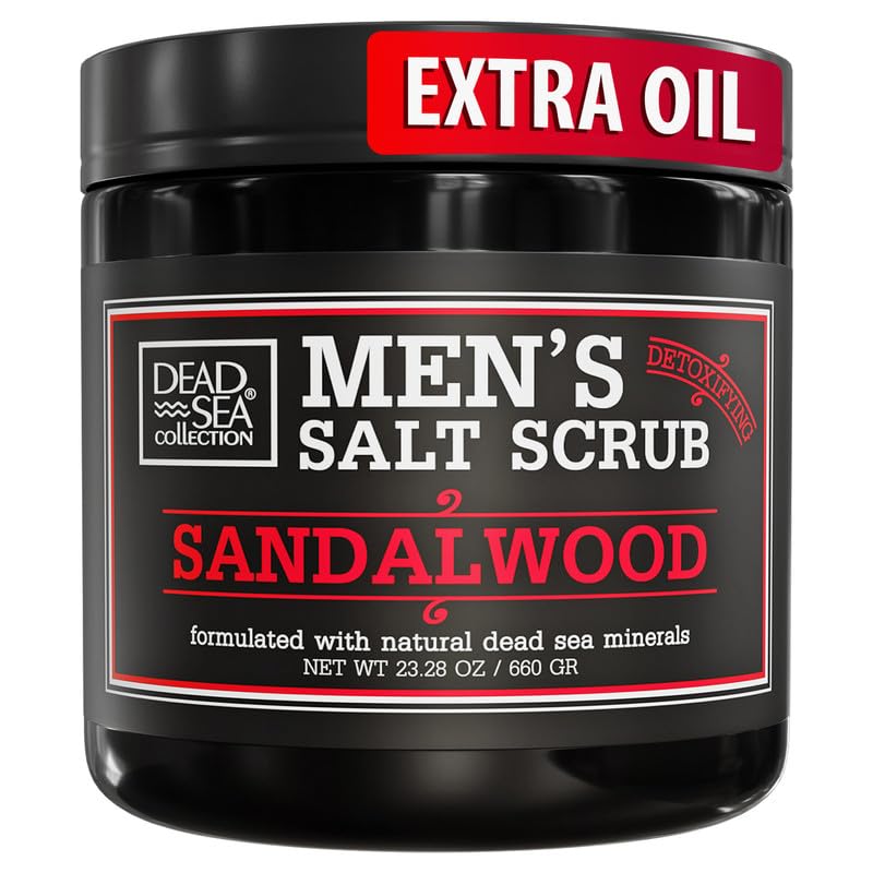 Salt Body Scrub Sandalwood For Men – Moisturizes, Exfoliates & Nourishes Skin – Cleanses &