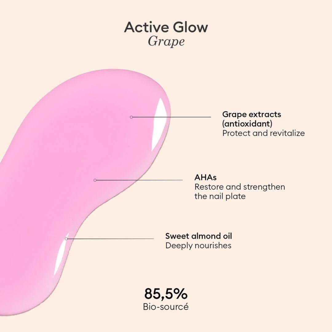 Manucurist Active Glow Grape All-in-One Perfecter Nail Polish & Care - No Lamp - Vegan & Made in