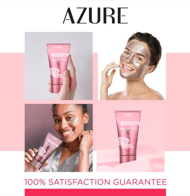 Azure Cosmetics Rose Gold Hydrating Peel Off Face Mask- Anti Aging, Toning & Rejuvenating - Removes