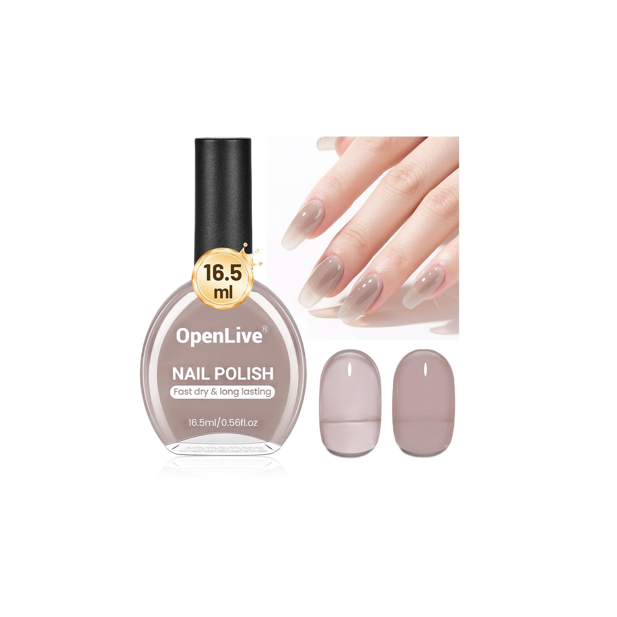 16.5ml Jelly Light Gray Nail Polish Large Volume Quick Dry Nail Polish, Long Lasting Shine