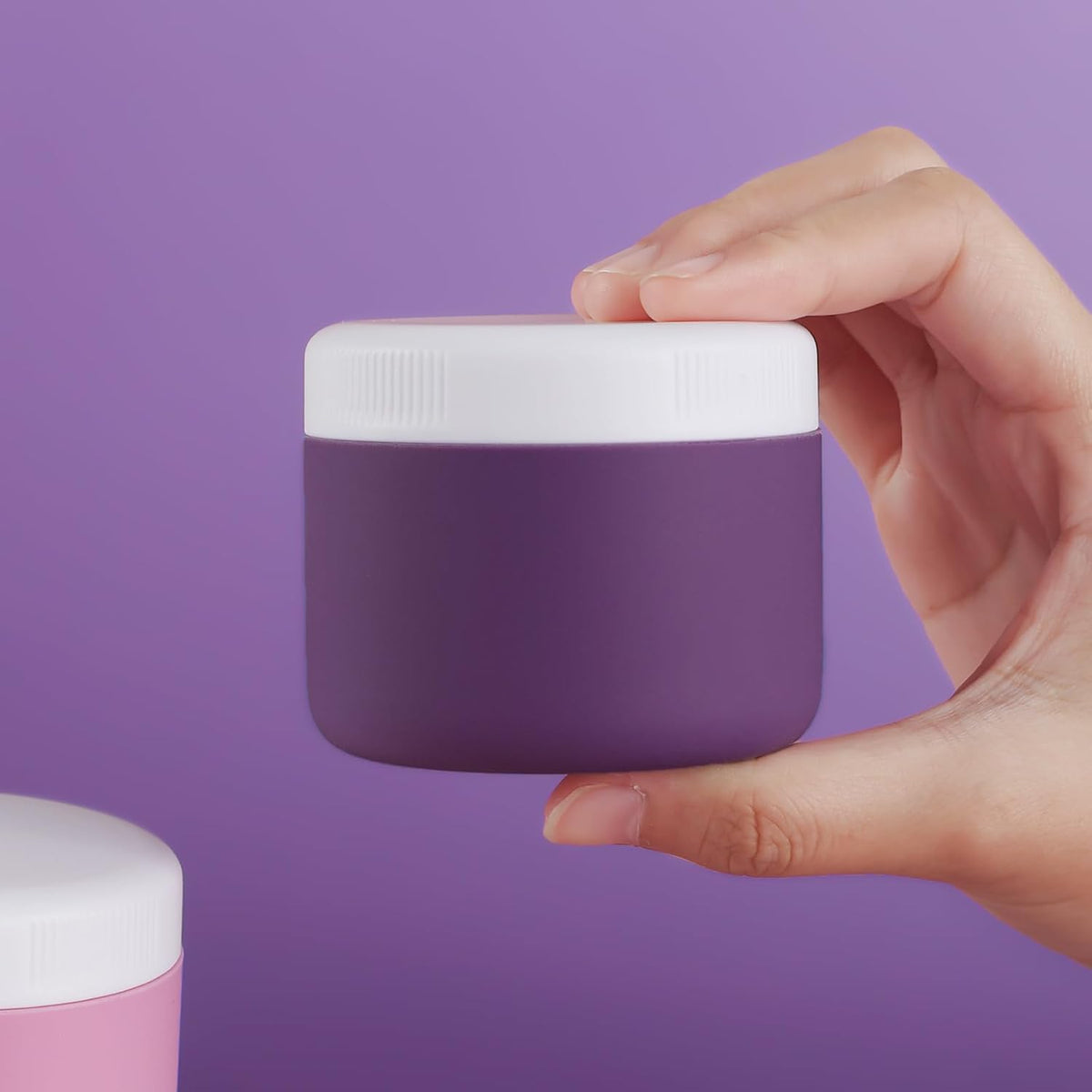 Travel Containers for Toiletries, Silicone Cream Jars BPA-Free, Leak-proof 3oz Travel Size