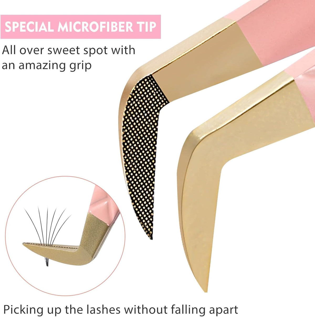 Ms.Queen Lash Tweezers for Eyelash Extensions,Fiber Tip Eyelash Tweezers for Mink Lashes Fan Making