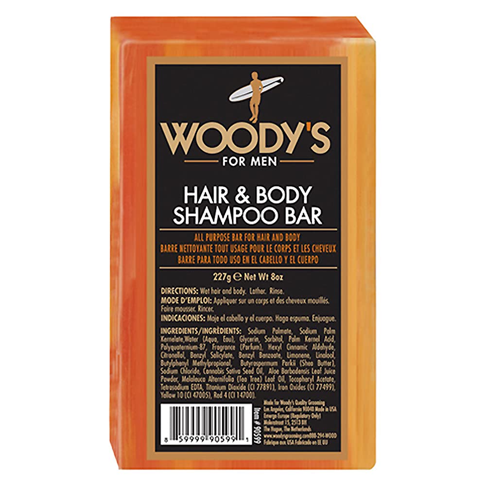 Woody's Men's 2-in-1 Hair & Body Shampoo Bar, Rich, Thick Lather Formula, Conditions, Nourishes