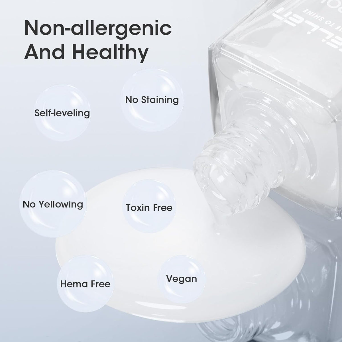 GELLEN Clear Nail Polish Base Coat, Calcium-Formula Nail Base Coat Strengthener Strengthens Nails