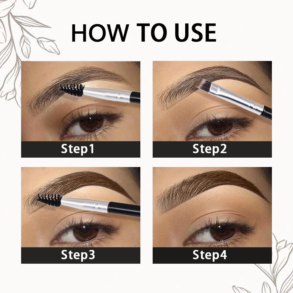 evpct Soft Brown Eyebrow Powder Pomade Gel Shaper Makeup Kit with Dual-ended Brush, Eyebrow Stencil
