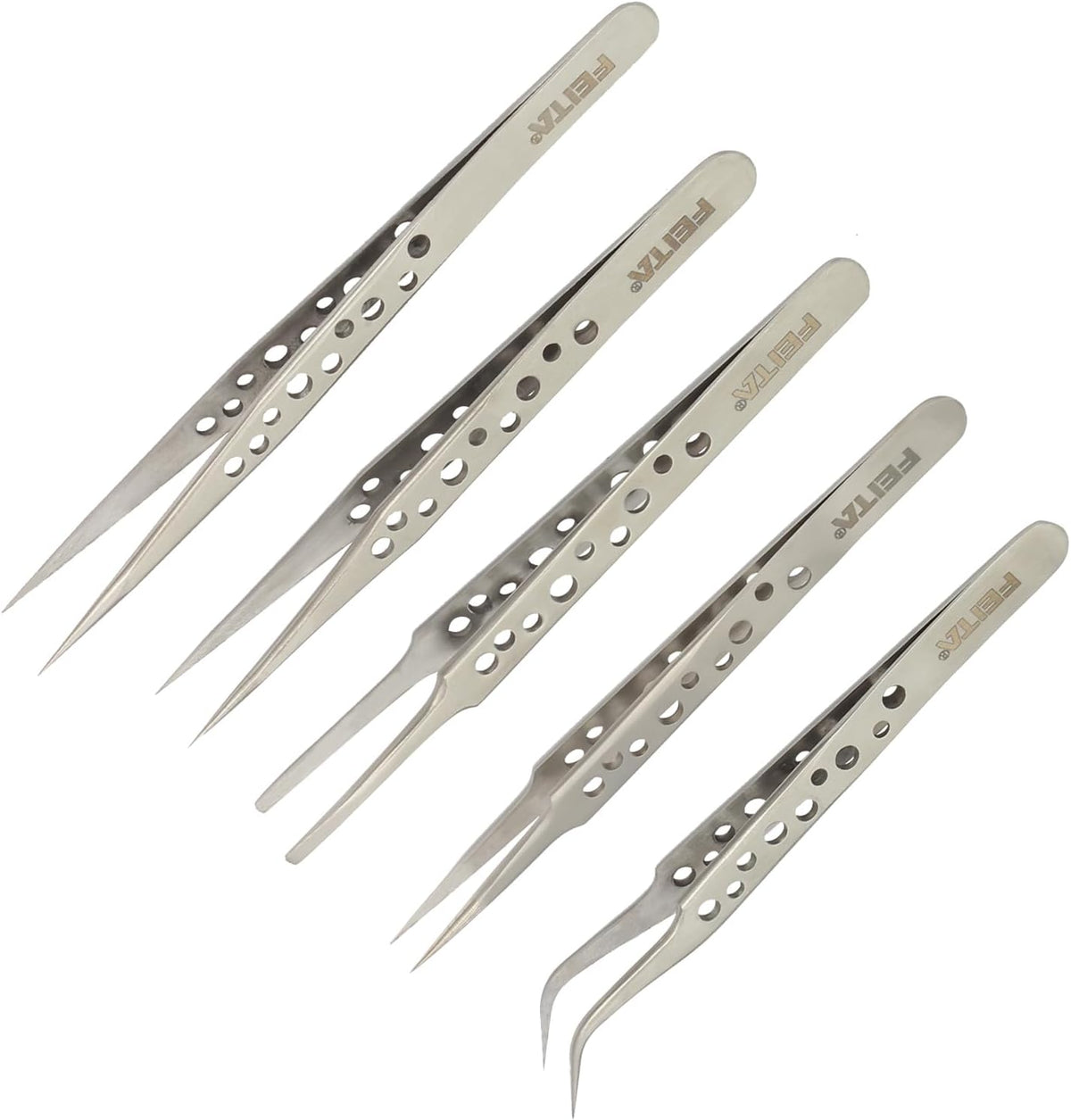 FEITA Precision Tweezer Set - Tweezers for Crafts, Jewelry, Lash Extensions, Electronics & Hobby