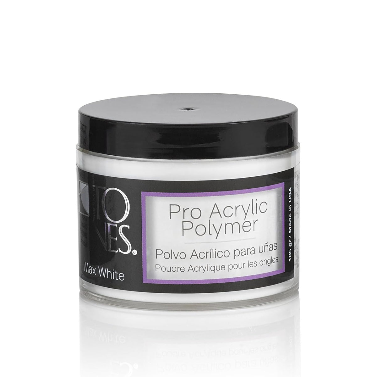 Tones Pro Acrylic Nail Powder, Max White (Creamy, Soft Off-White), (3.5 Fl Oz) - Long-Lasting &