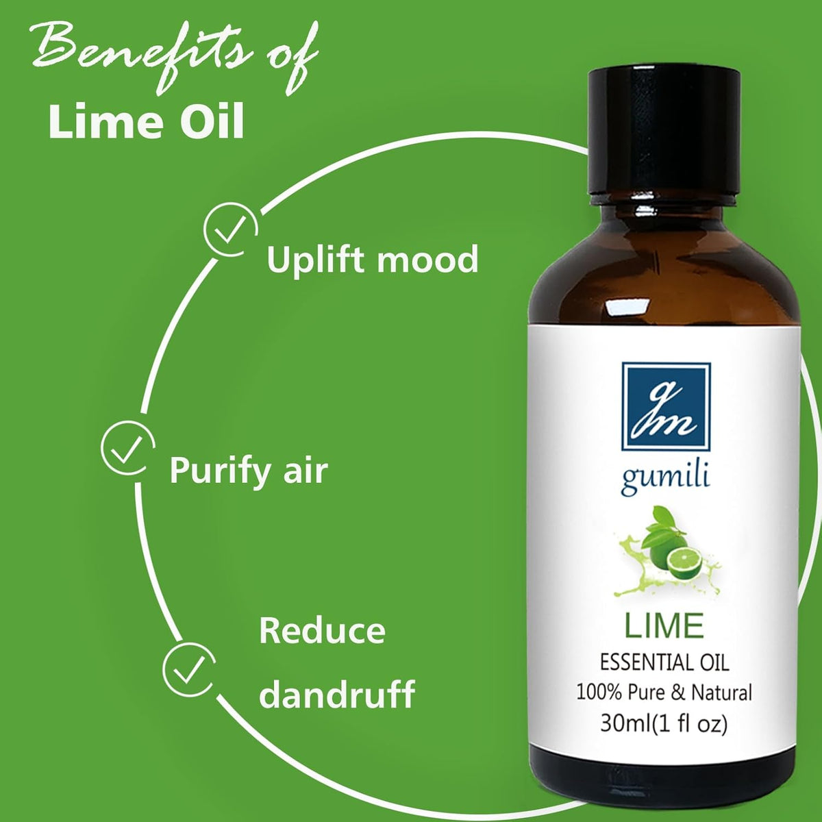 Lime Essential Oil 1 oz, 100% Pure & Undiluted Lime Oil for Diffuser, Skin & DIY, Natural Citrus