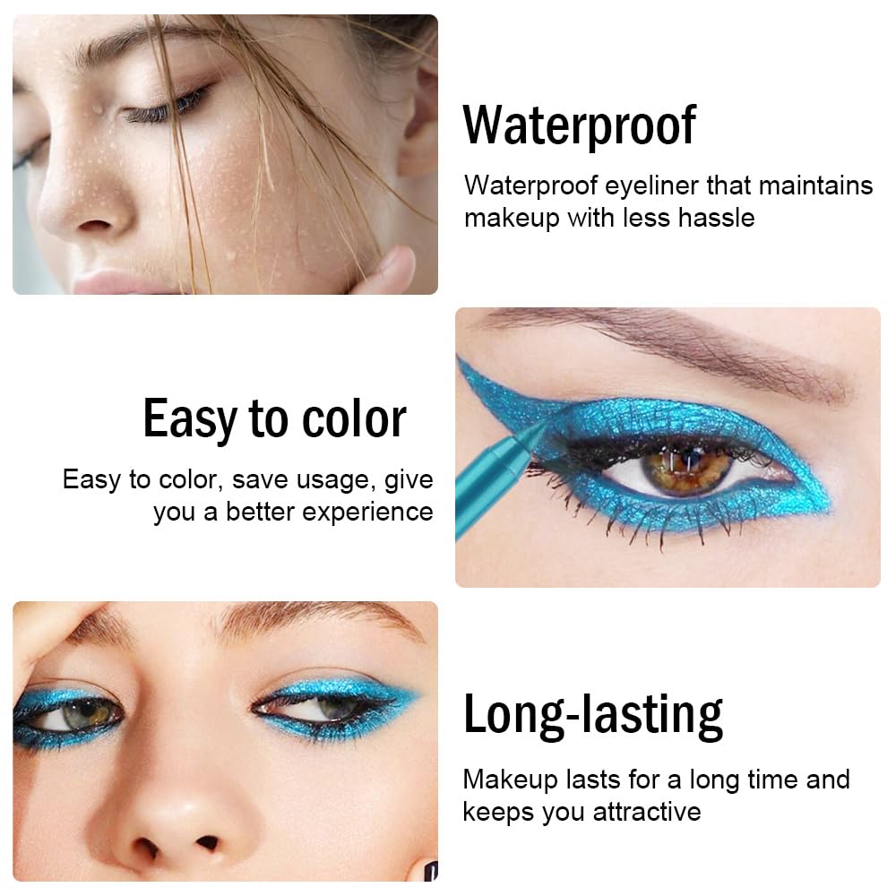 Kaely Gel Eyeliner Pencil for Women, Sky Blue Eye Liner Waterproof Smudge Proof with Sharpener