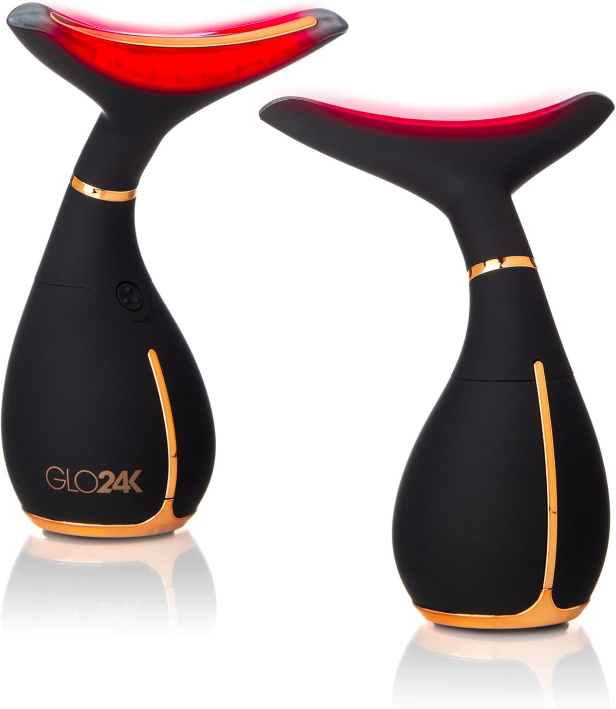 GLO24K Red Light Beauty Device for Face & Neck – 2-Pack, 3-in-1 Facial and Neck Massager with
