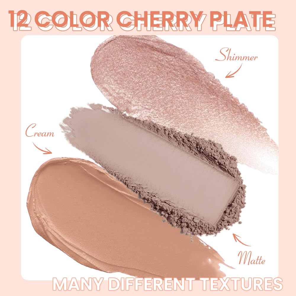 AMY'S DIARY 12Color Light Pink Purple Eyeshadow Palette, Long-Lasting, and Highly Pigmented.