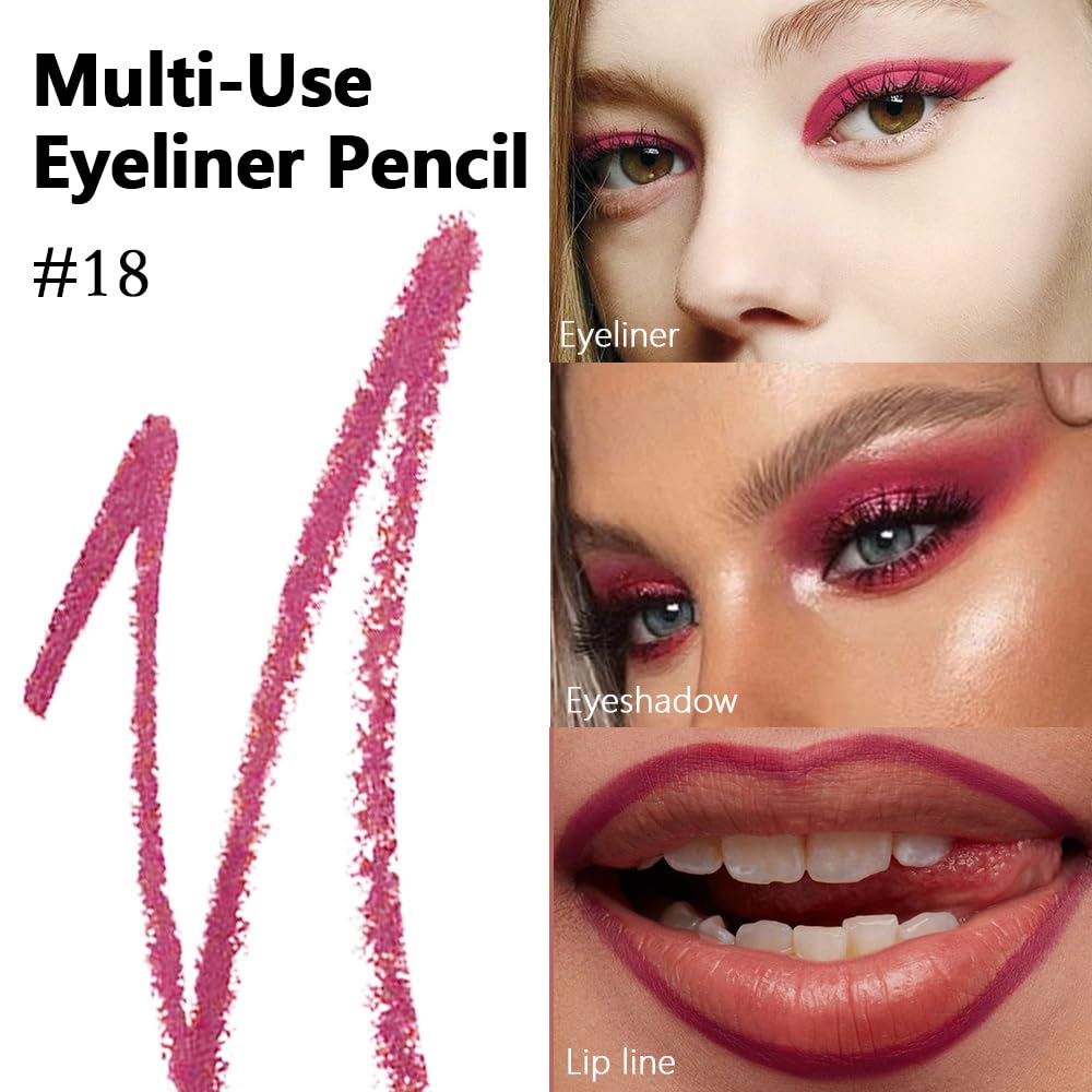 Kaely Gel Eyeliner Pencil for Women, Plum Purple Eye Liner Waterproof Smudge Proof with Sharpener