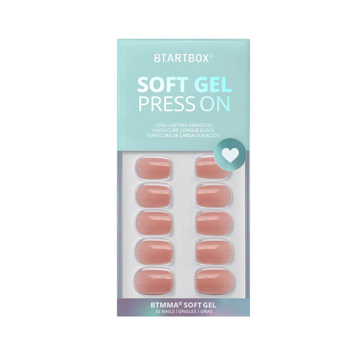 BTArtbox Press On Nails Short - Nude Square Nail Tips Glue On Nails, Reusable Stick On Nails in 15