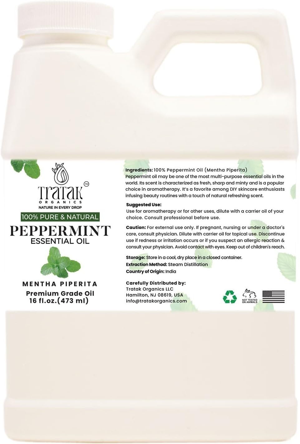 Peppermint Piperita Essential Oil - 100% Pure, Uncut and Natural Oil,16 fl oz - Undiluted Essential