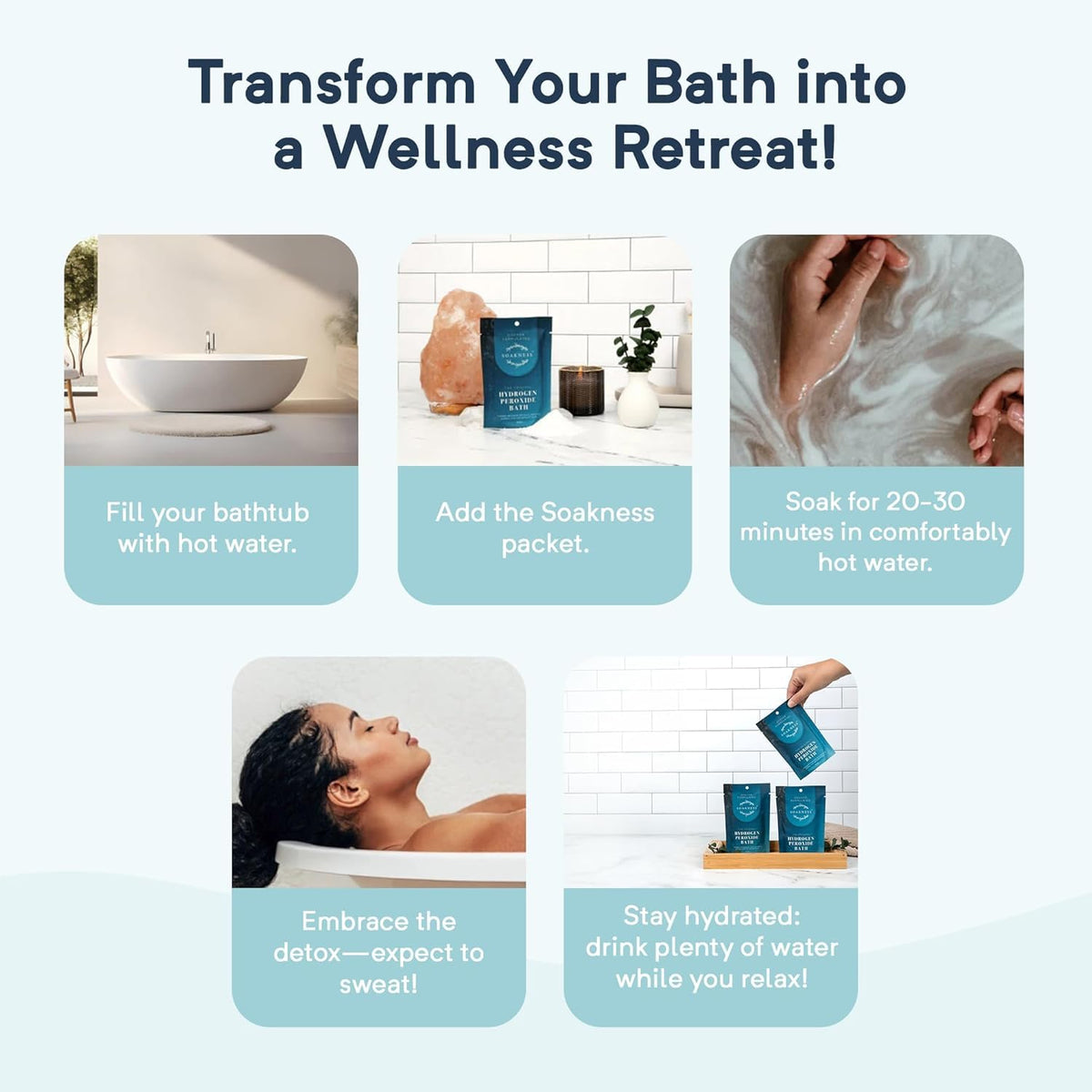Hydrogen Peroxide Epsom Salt Bath Soak - USA-Made – Patented Bath Salts, Muscle Recovery, & Skin