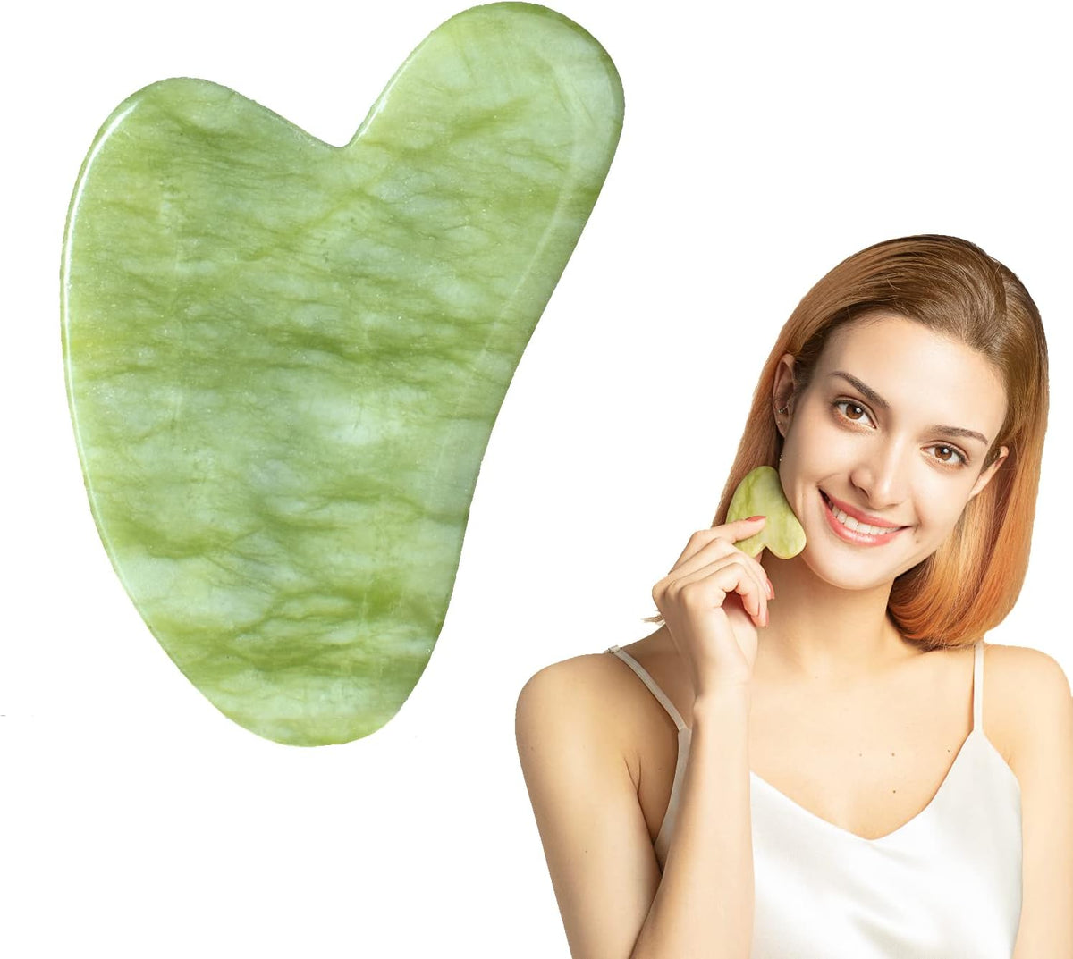 STARR-GIA Certified 100% Xiuyan Jade Gua Sha Massage Tool-Face Massager Reduces Puffiness-Gua Sha