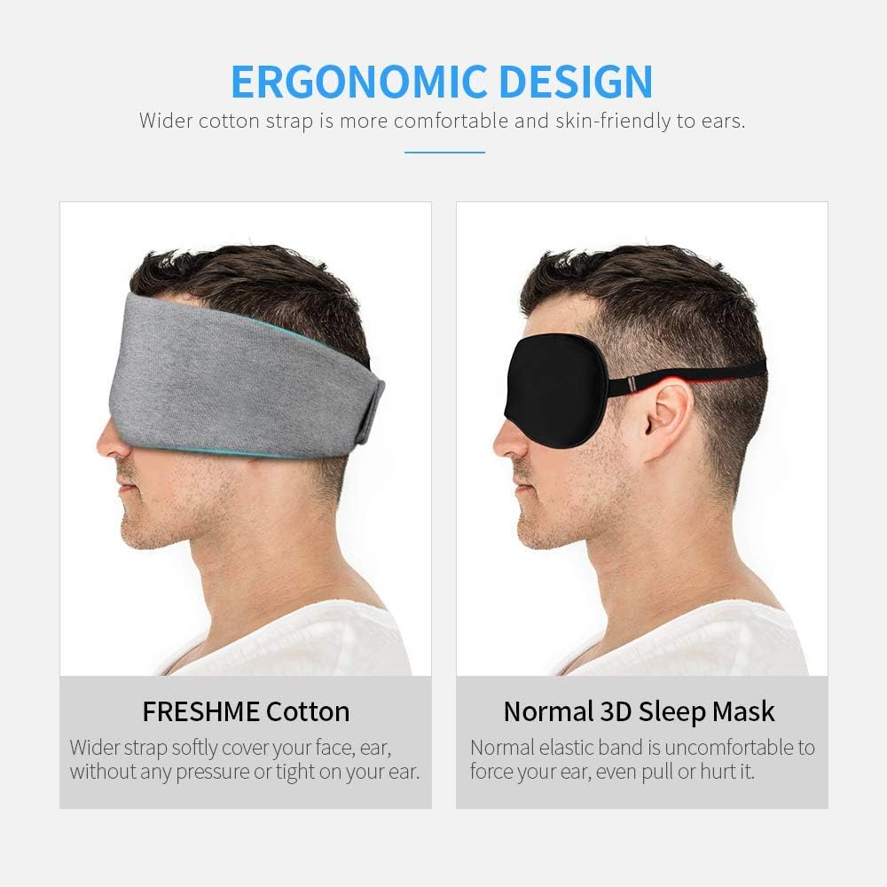 FRESHME Cotton Sleep Eye Mask for Men - Upgrade Design Blackout Side Sleeper Eyes Cover for Night