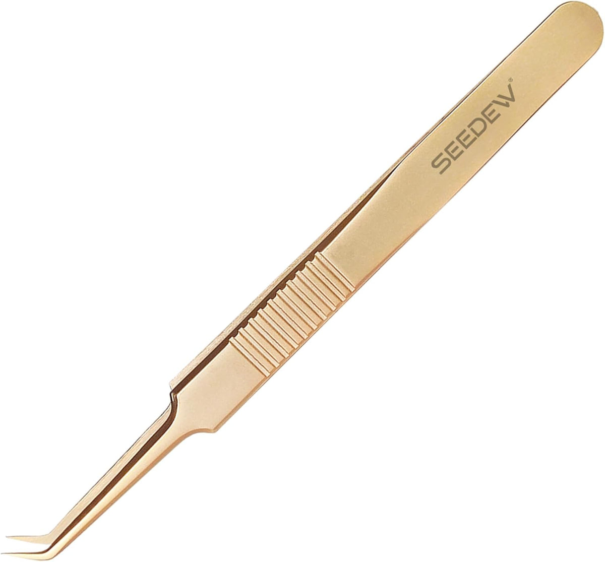 Golden Stainless Steel 45 Degree Angled Volume Tweezer, 1 Pc, T05 Fiber Tip, Precision Eyelash