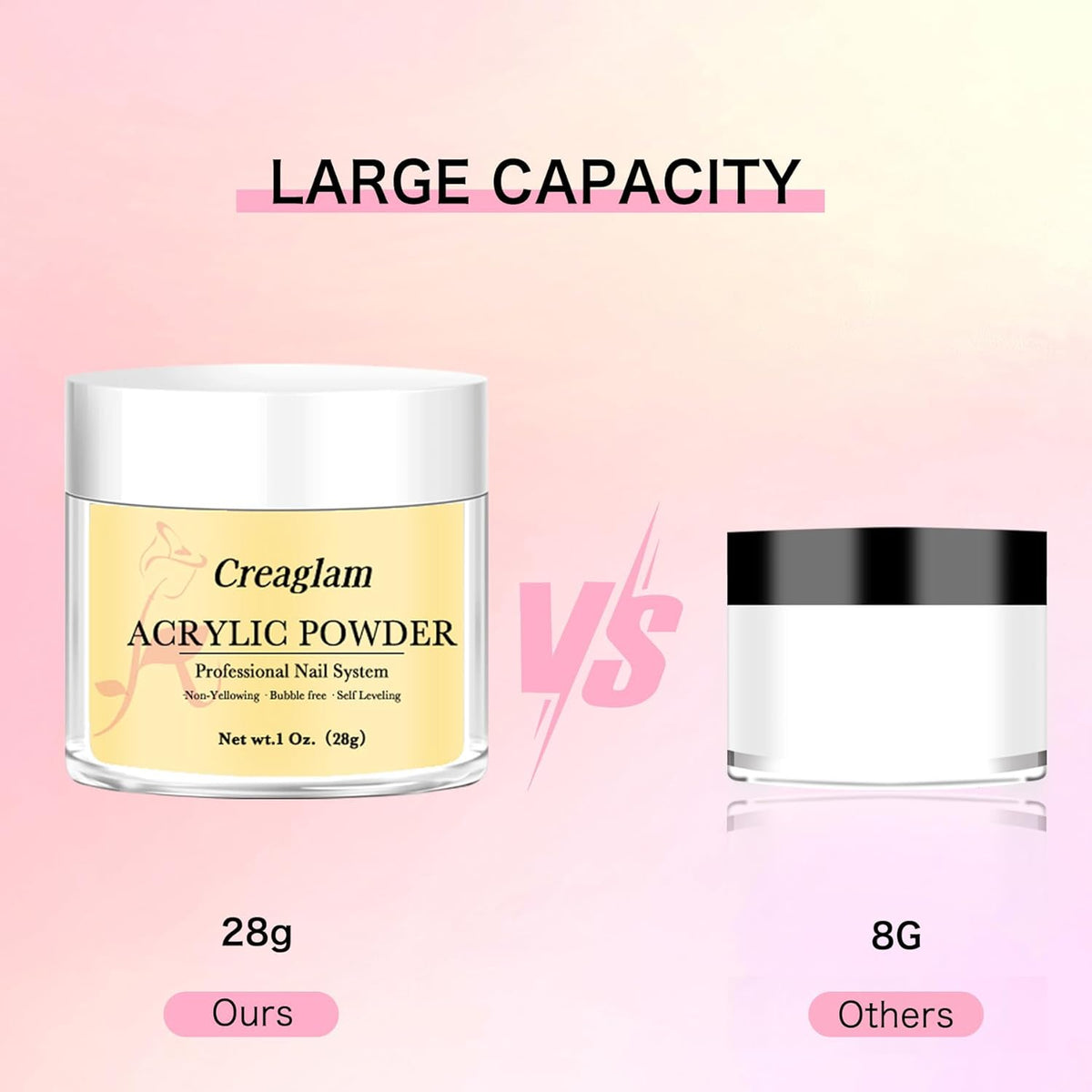 Professional Acrylic Powder for Nail: Large Capacity 3 Colors Pink Tulle Wax Yellow Festival Bloom