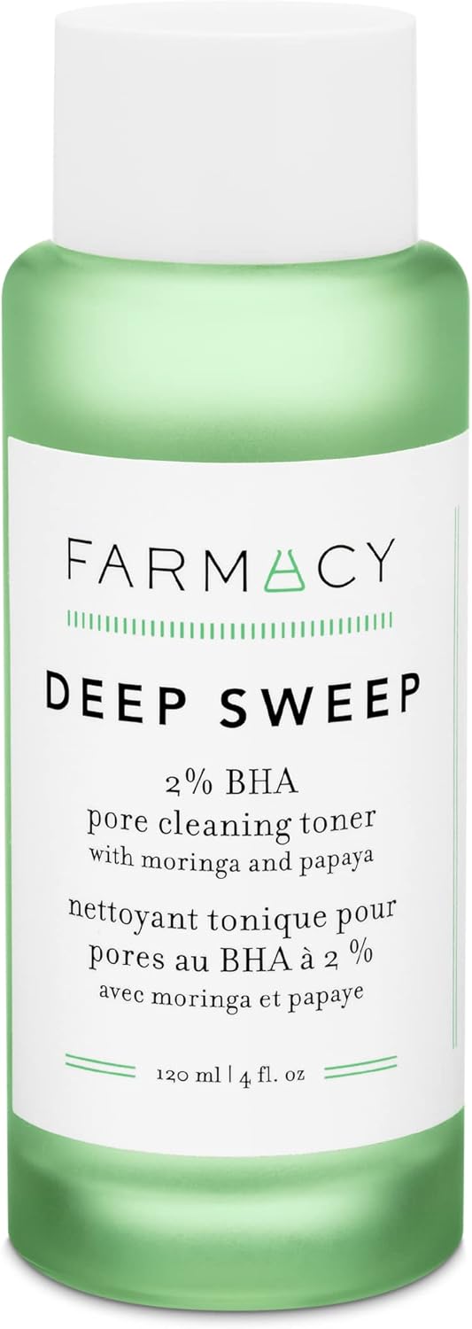 Farmacy 2% Salicylic Acid Toner for Face - Deep Sweep Gentle BHA Exfoliant for Oily Skin - Refines