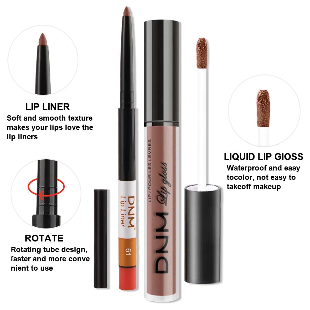 evpct 2Pcs Nuetral Nude Matte Lip Liner and Lipstick Combo Set for Women, Nude Lip Combo Set Liquid