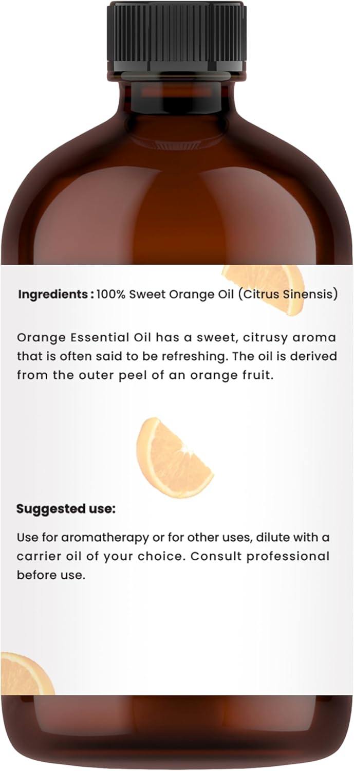 100% Pure Sweet Orange Essential Oil 4 FL OZ – Essential Oil for Citrus Scent, Aromatherapy