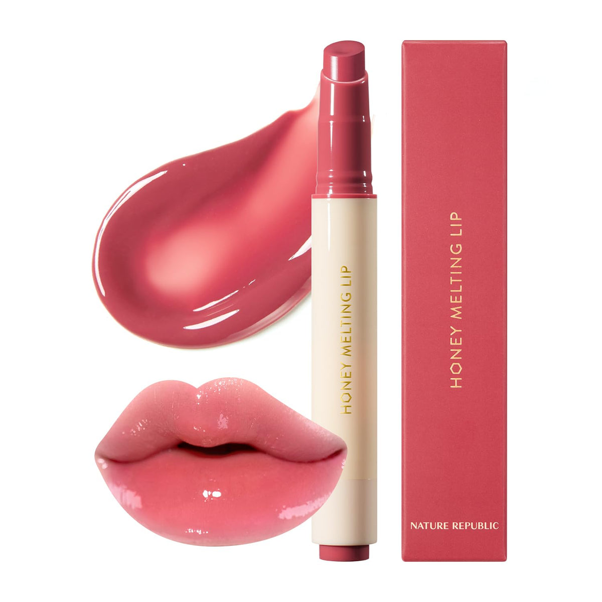 Nature Republic HONEY MELTING LIP (03 BERRY) SOFT LIP STICK, Hydrating Gloss, Moisturizing balms