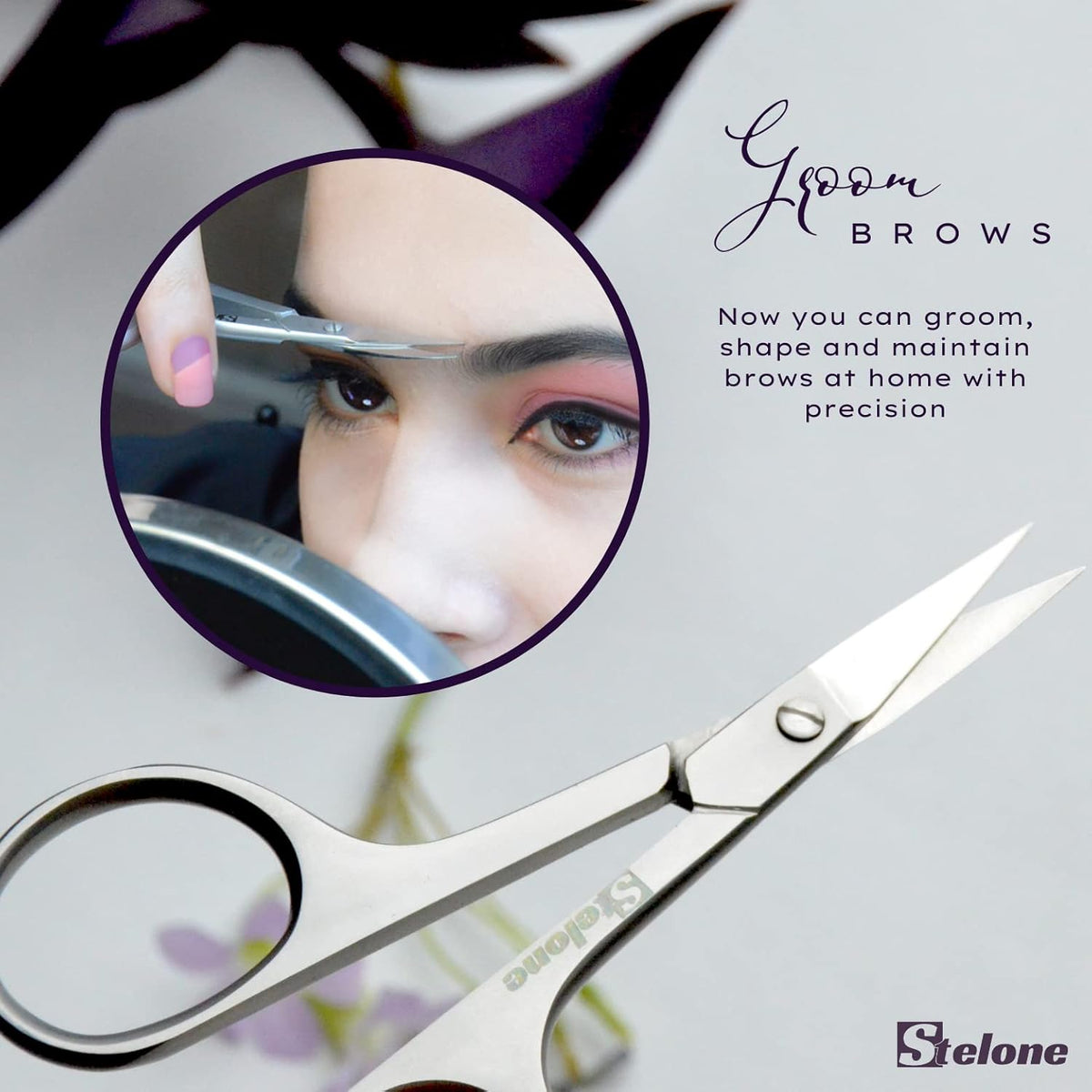 Multi Purpose Eyebrow Scissors Stainless Steel Curved Blade Cuticle Scissors for Manicure and