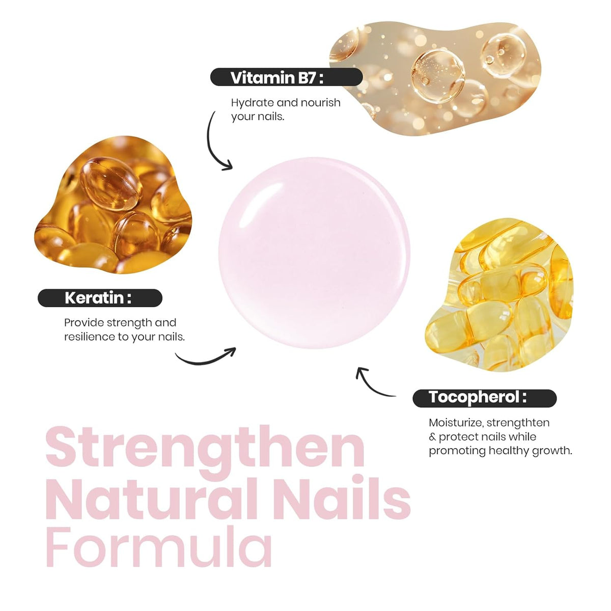 Beetles Nail Strengthener - Pink Shine Nail Concealer Air Fast Dry Natural Nail Hardener and Growth