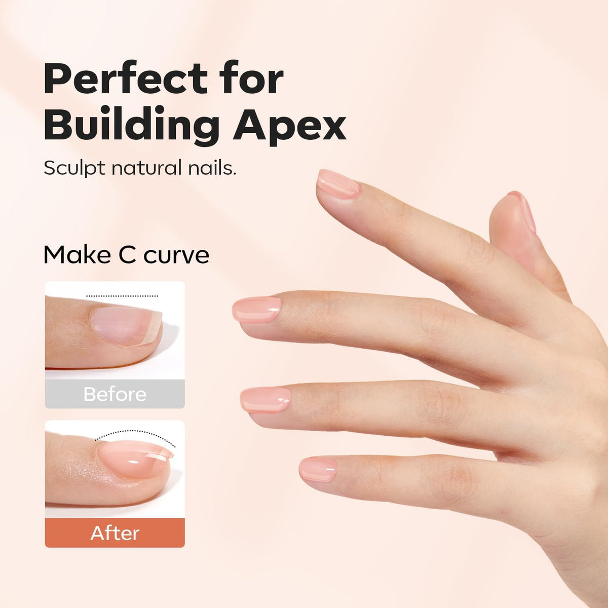 modelones Builder Nail Gel, 8-in-One Sheer Nude Pink Builder, Apricot Blush Pink Rubber Base for