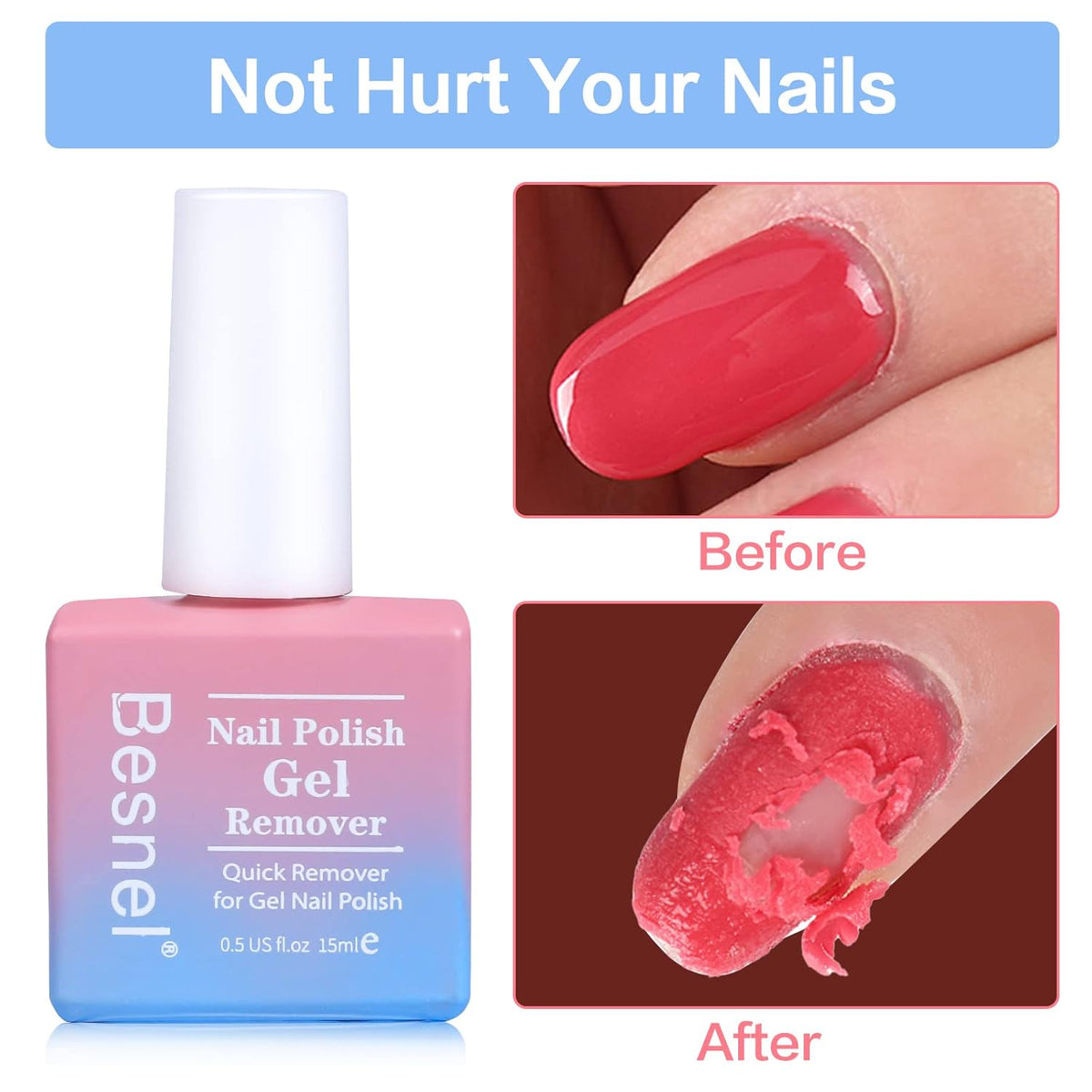 Gel Nail Polish Remover 5 Pack Professional Gel Polish Remover Non-Irritating Quick Easy,Nail
