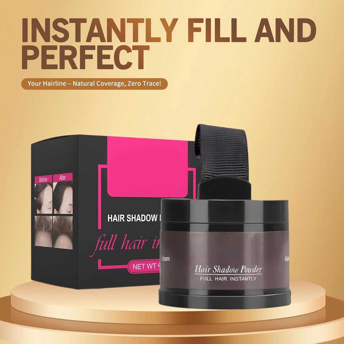 Hairline Powder (Auburn) - Instantly Cover Gray Hair Roots, Hair Color Shadow, Thin Hair Touch-Up