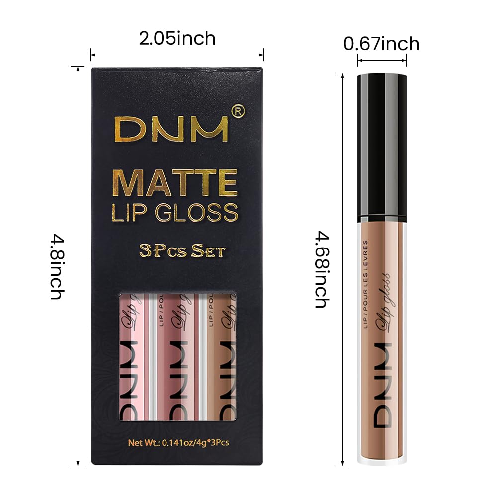 evpct 3Pcs Light Neutral Nude Matte Liquid Lipstick Lip Stain Sets for Women, Matte Lipstick Long