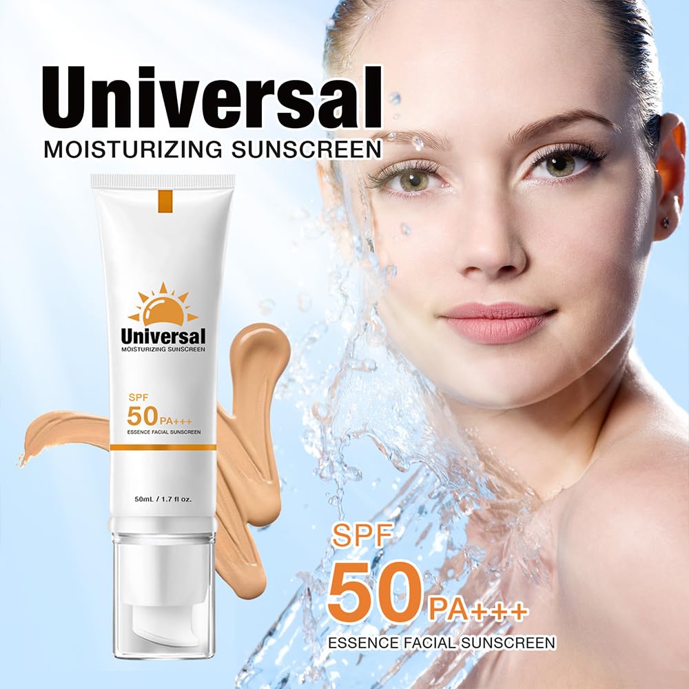 Tinted Sunscreen For Face SPF 50, Universal Protector Solar 50 Moisturizer, Hydrating Sun Essence