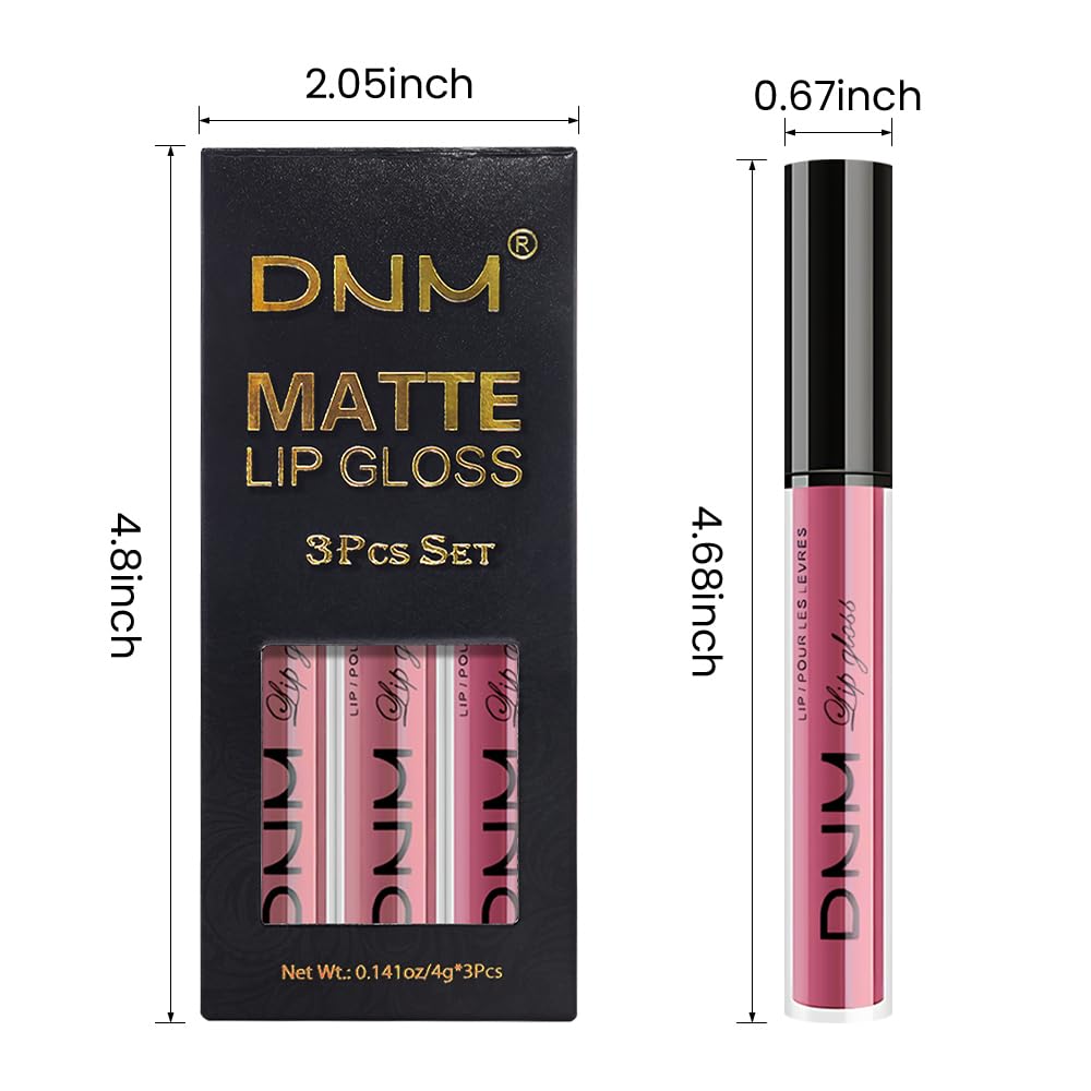 evpct 3Pcs Light Neutral Mauve Matte Liquid Lipstick Lip Stain Sets for Women, Matte Lipstick Long