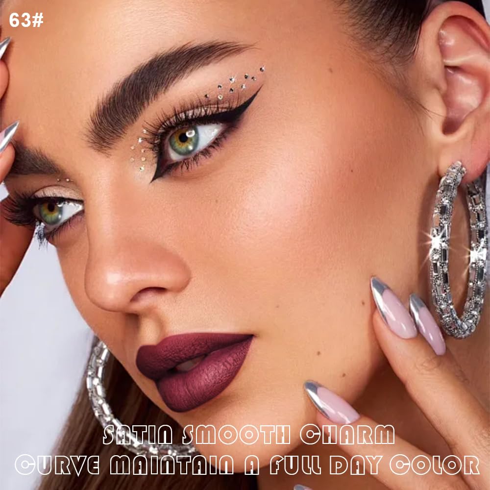 evpct 2Pcs Burgundy Red Matte Lip Liner Lipstick Combo Set for Women, Burgundy Lip Combo Set Liquid