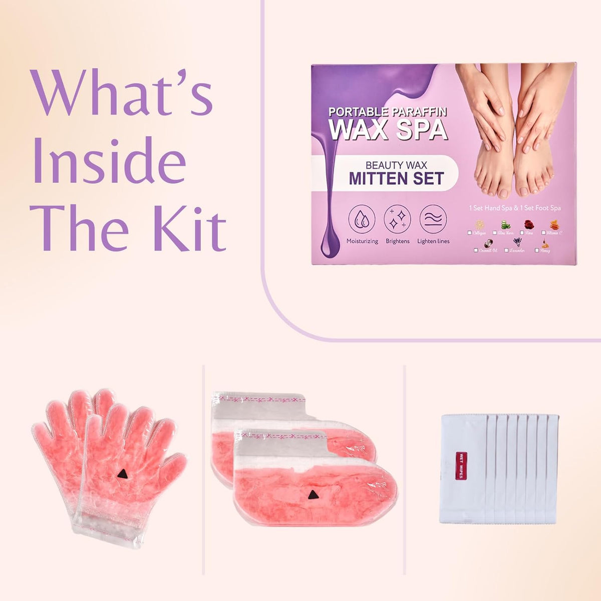 10-Minute Paraffin Hand & Foot Treatments, Self Contained Paraffin Wax Gloves and Booties Set for