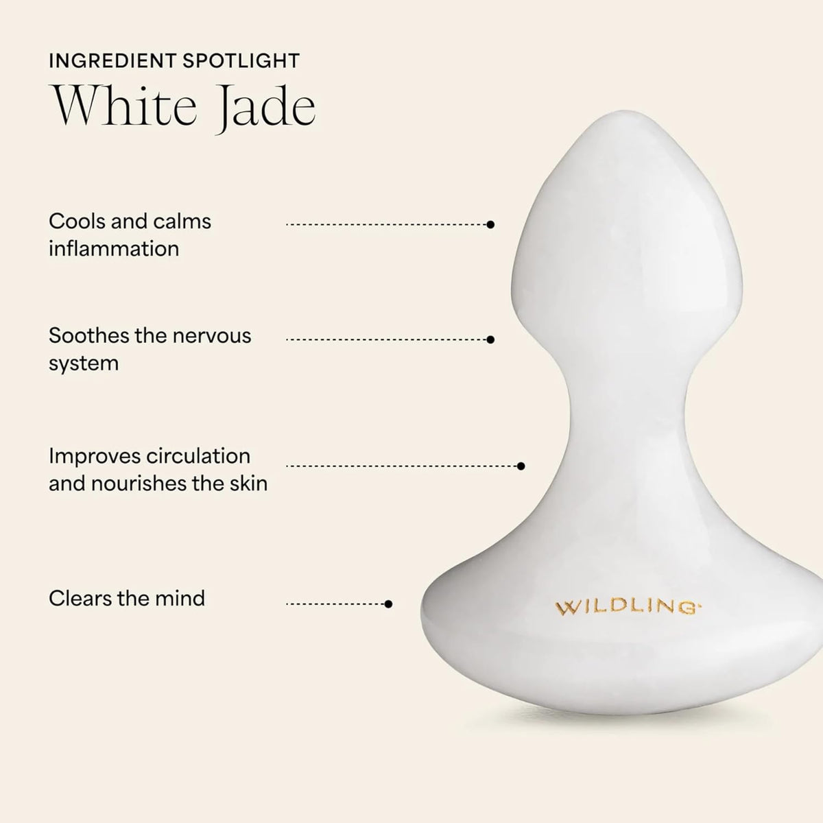 WILDLING Lumin Mushroom | Facial Massage Stone | Made with White Jade | Designed to Cool + De-puff