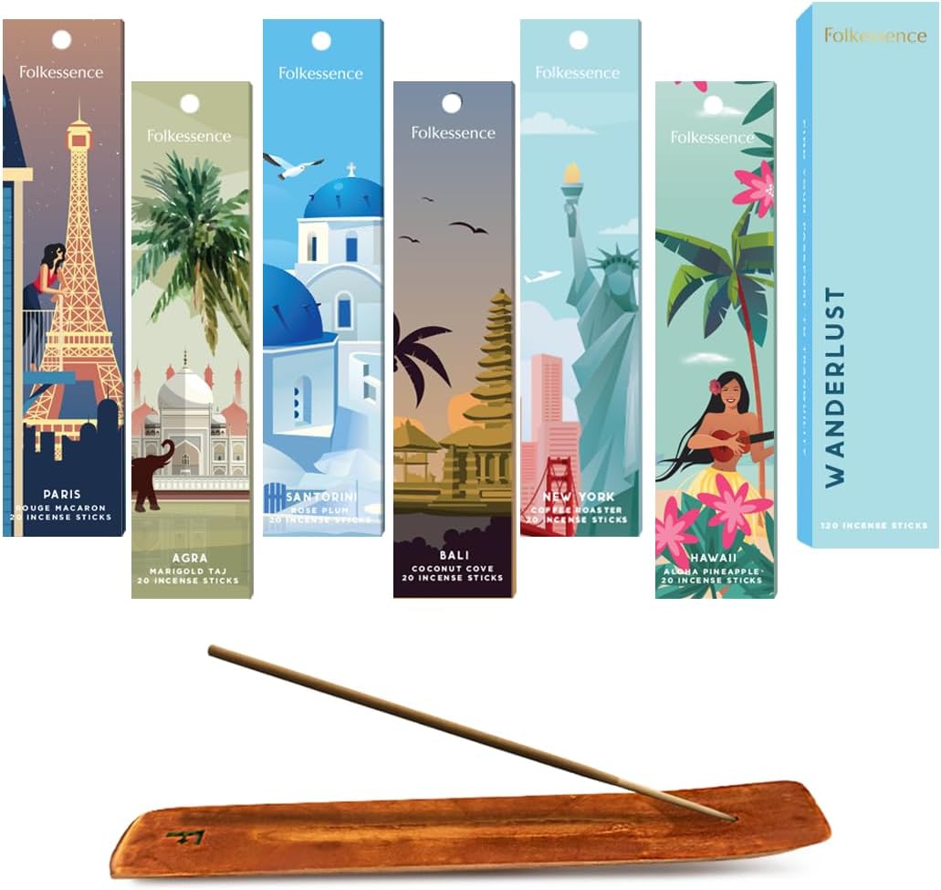 Folkulture Incense Stick with Holder for Gift | Set of 6-120 Organic Fall Insence-Sticks with 45