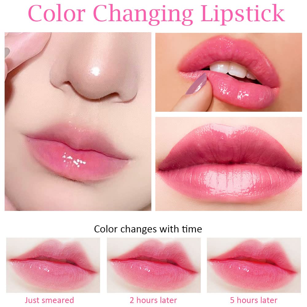 evpct 2Pcs Aloe Vera Tinted Lip Balms PH Lip Color Changing Lipstick Balm Stain Gift Set Queen for