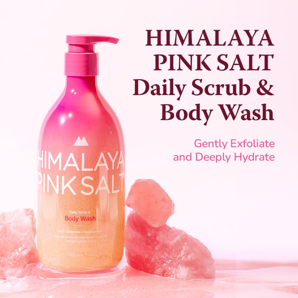 HIMALAYA PINKSALT Daily Scrub & Body Wash - Exfoliating Body Scrub, Dead Sea Salt & Himalayan Pink