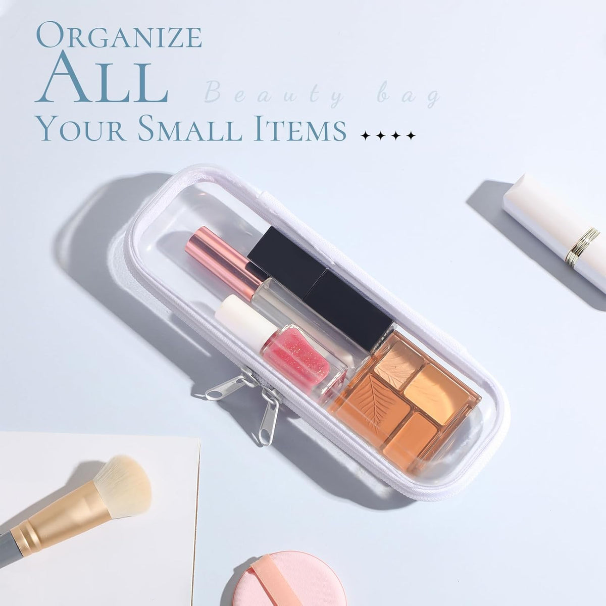 Sanwuta 6 Pcs Clear Hard Zipper Case Pencil Pouches Hard Plastic Zipper Pouches Makeup Bag