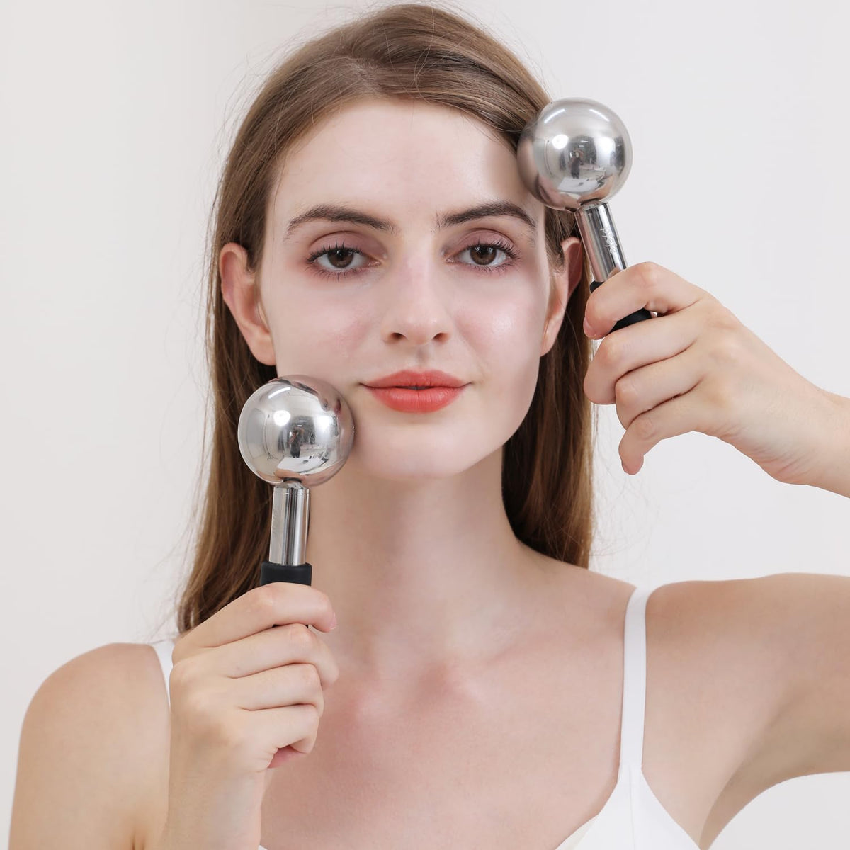 360 Rotating Ice Globes for Face & Eyes, Unbreakable Stainless Steel Cryo Sticks for Beauty