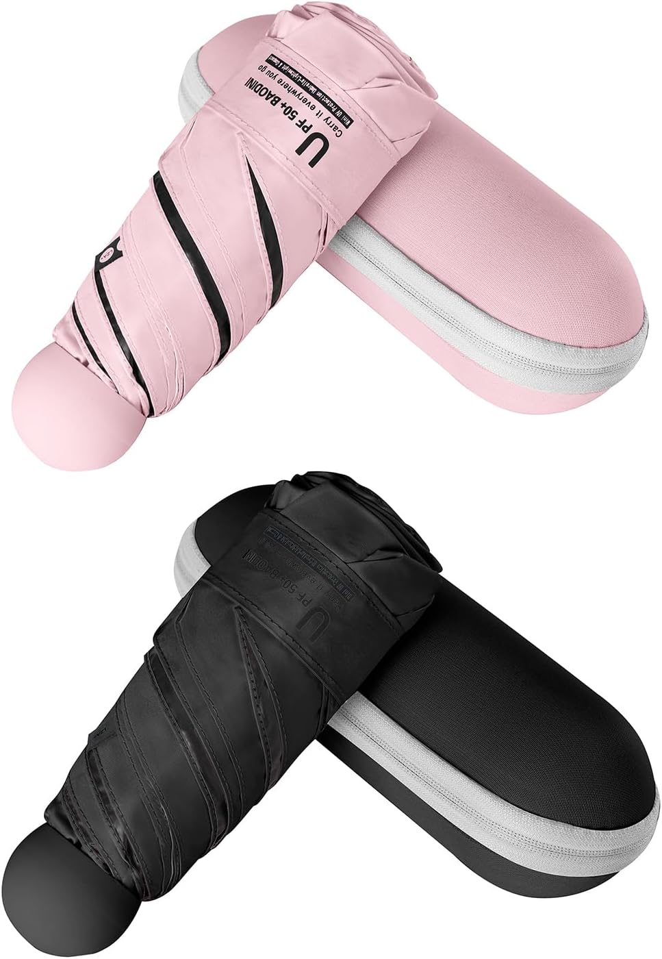 BAODINI Travel Essentials Mini Umbrella for Purse With Case Small Compact UV Sun Protection